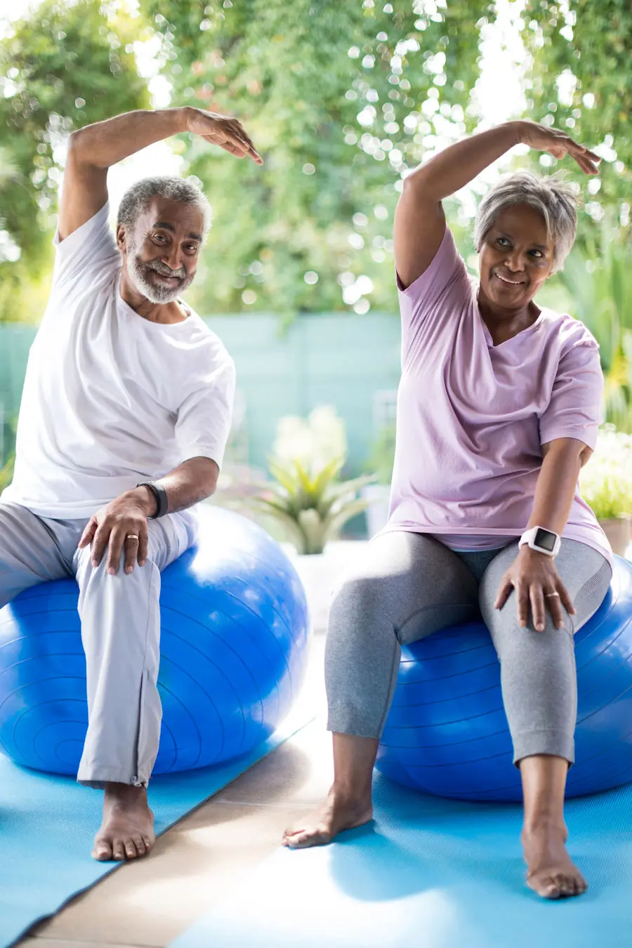 Couple on exercise balls